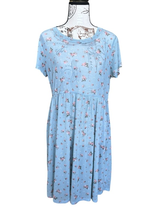 Ultra Flirt Dresses & Skirts - Ultra Flirt light blue floral sheer babydoll dress size medium
